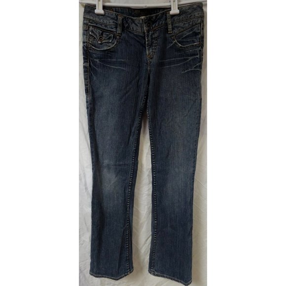SILVER Womens CINDY 27x31 Low Rise Boot Cut Medium Wash Distressed Denim Jeans - Picture 1 of 14